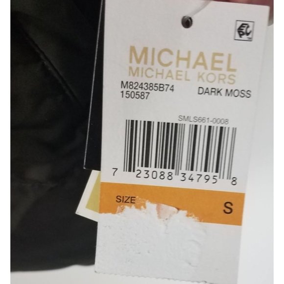 Michael Michael Kors Sz. S Belted Faux Fur Down Hooded Puffer Coat Dark Moss NWT - Picture 5 of 12